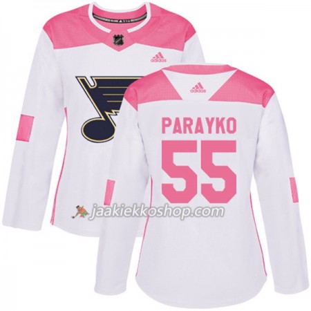 Nainen NHL St. Louis Blues Pelipaita Colton Parayko 55 Adidas 2017-2018 Valkoinen Vaaleanpunainen Fashion Authentic